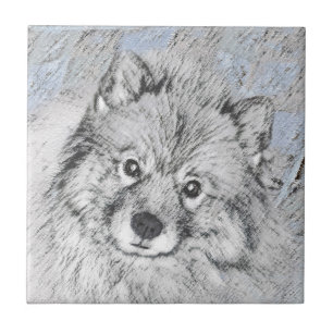 Keeshond Beth絵画's – かわいいオリジナルドッグアート タイル