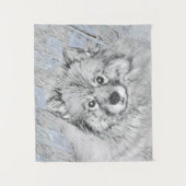 Keeshond Beth絵画's – かわいいオリジナルドッグアート タペストリー (正面)