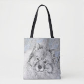 Keeshond Beth絵画's – かわいいオリジナルドッグアート トートバッグ (正面)