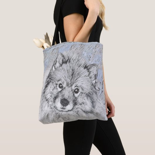 Keeshond Beth絵画's – かわいいオリジナルドッグアート トートバッグ (クローズアップ)
