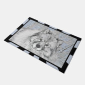 Keeshond Beth絵画's – かわいいオリジナルドッグアート ドアマット (アングル)