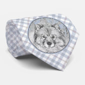Keeshond Beth絵画's – かわいいオリジナルドッグアート ネクタイ (ロール)