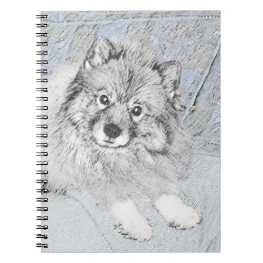 Keeshond Beth絵画's – かわいいオリジナルドッグアート ノートブック (正面)