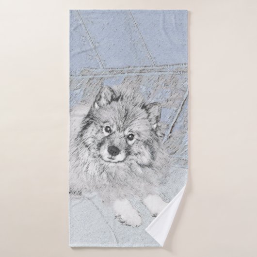 Keeshond Beth絵画's – かわいいオリジナルドッグアート バスタオルセット (バスタオル)