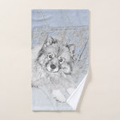 Keeshond Beth絵画's – かわいいオリジナルドッグアート バスタオルセット (ハンドタオル)