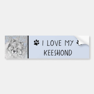 Keeshond Beth絵画's – かわいいオリジナルドッグアート バンパーステッカー