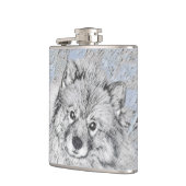 Keeshond Beth絵画's – かわいいオリジナルドッグアート フラスク (左)
