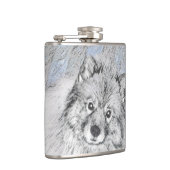Keeshond Beth絵画's – かわいいオリジナルドッグアート フラスク (右)