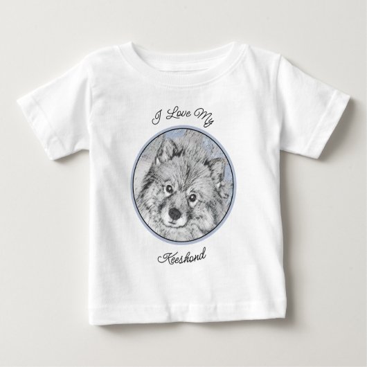 Keeshond Beth絵画's – かわいいオリジナルドッグアート ベビーTシャツ (正面)
