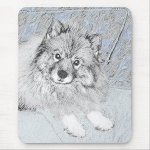 Keeshond Beth絵画's – かわいいオリジナルドッグアート マウスパッド