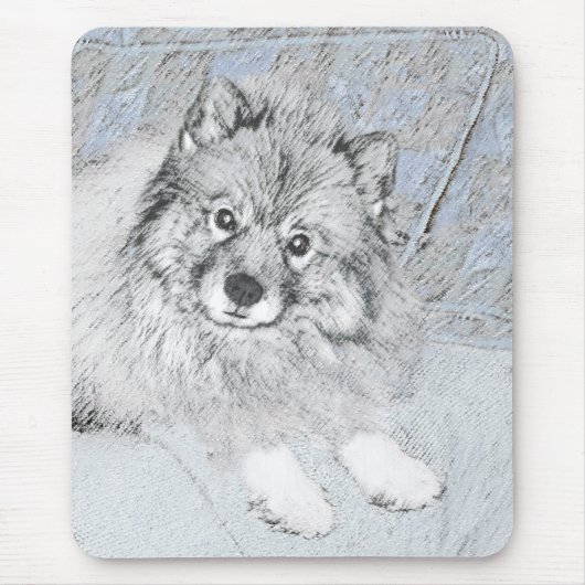 Keeshond Beth絵画's – かわいいオリジナルドッグアート マウスパッド (正面)