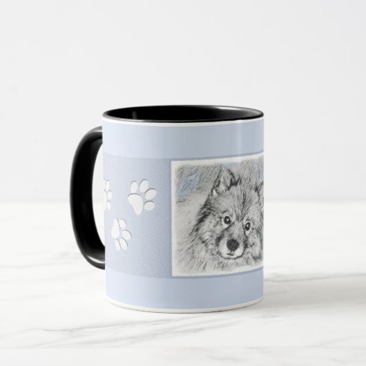Keeshond Beth絵画's – かわいいオリジナルドッグアート マグカップ (正面左)