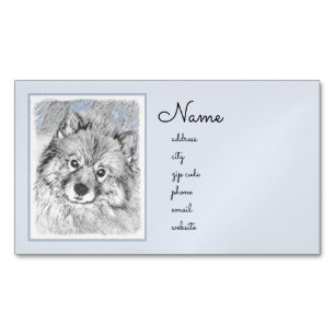 Keeshond Beth絵画's – かわいいオリジナルドッグアート マグネット名刺