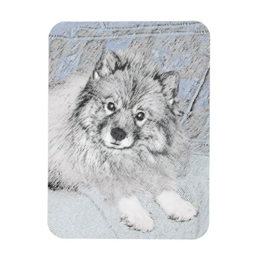 Keeshond Beth絵画's – かわいいオリジナルドッグアート マグネット (縦)