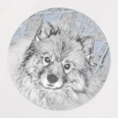 Keeshond Beth絵画's – かわいいオリジナルドッグアート ラベル (デザイン2)