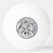 Keeshond Beth絵画's – かわいいオリジナルドッグアート 卓球ボール (裏面)