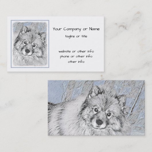 Keeshond Beth絵画's – かわいいオリジナルドッグアート 名刺 (正面/裏面)