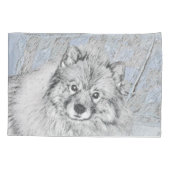 Keeshond Beth絵画's – かわいいオリジナルドッグアート 枕カバー (裏面)