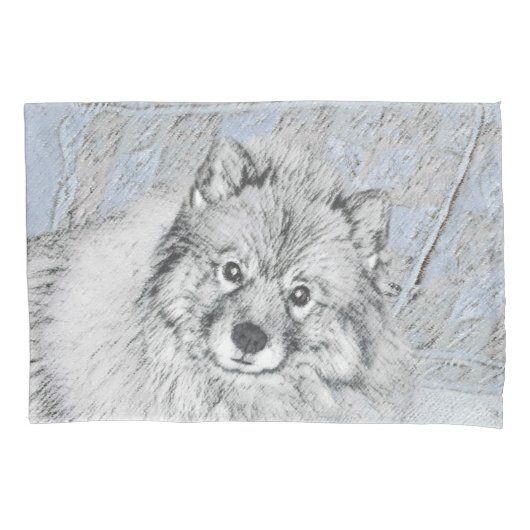 Keeshond Beth絵画's – かわいいオリジナルドッグアート 枕カバー (正面)