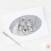 Keeshond Beth絵画's – かわいいオリジナルドッグアート 楕円形シール (封筒)
