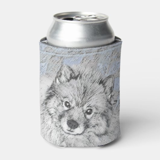 Keeshond Beth絵画's – かわいいオリジナルドッグアート 缶クーラー (缶正面)