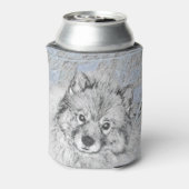 Keeshond Beth絵画's – かわいいオリジナルドッグアート 缶クーラー (缶裏面)