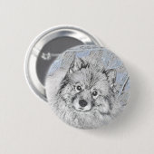 Keeshond Beth絵画's – かわいいオリジナルドッグアート 缶バッジ (正面&裏面)