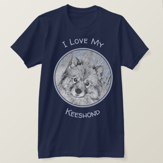 Keeshond Beth絵画's – かわいいオリジナルドッグアート Tシャツ (デザイン正面)