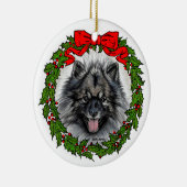Keeshond Dog Art by Glenda S. Harlan セラミックオーナメント (右)