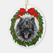 Keeshond Dog Art by Glenda S. Harlan セラミックオーナメント (左)