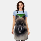 Keeshond Dog in St. Patrick's Day Dress エプロン (着用した状態)