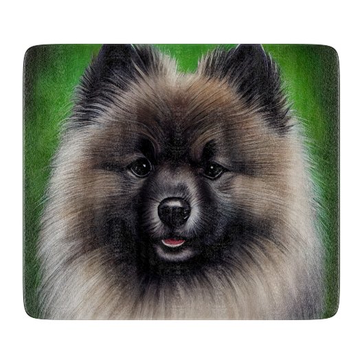 Keeshond Dog in St. Patrick's Day Dress カッティングボード (正面)