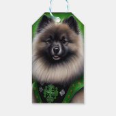 Keeshond Dog in St. Patrick's Day Dress ギフトタグ (裏面)