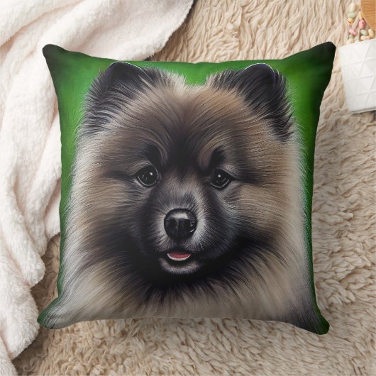 Keeshond Dog in St. Patrick's Day Dress クッション (ブランケット)