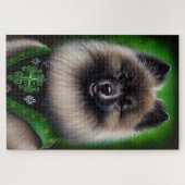 Keeshond Dog in St. Patrick's Day Dress ジグソーパズル (横)