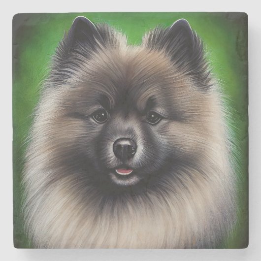 Keeshond Dog in St. Patrick's Day Dress ストーンコースター (正面)