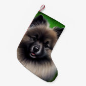 Keeshond Dog in St. Patrick's Day Dress スモールクリスマスストッキング (正面 (吊り時))