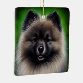 Keeshond Dog in St. Patrick's Day Dress セラミックオーナメント (右)
