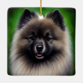 Keeshond Dog in St. Patrick's Day Dress セラミックオーナメント (裏面)