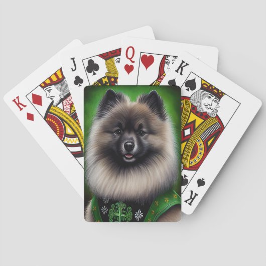 Keeshond Dog in St. Patrick's Day Dress トランプ (裏面)