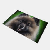 Keeshond Dog in St. Patrick's Day Dress ドアマット (アングル)