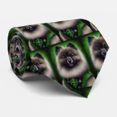 Keeshond Dog in St. Patrick's Day Dress ネクタイ (ロール)