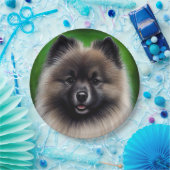 Keeshond Dog in St. Patrick's Day Dress ペーパープレート (パーティー)