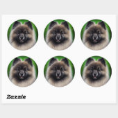 Keeshond Dog in St. Patrick's Day Dress ラウンドシール (シート)