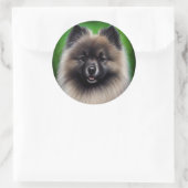 Keeshond Dog in St. Patrick's Day Dress ラウンドシール (バッグ)