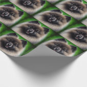 Keeshond Dog in St. Patrick's Day Dress ラッピングペーパー (角)