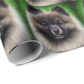 Keeshond Dog in St. Patrick's Day Dress ラッピングペーパー (ロールコーナー)