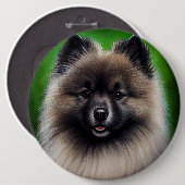Keeshond Dog in St. Patrick's Day Dress 缶バッジ (正面&裏面)