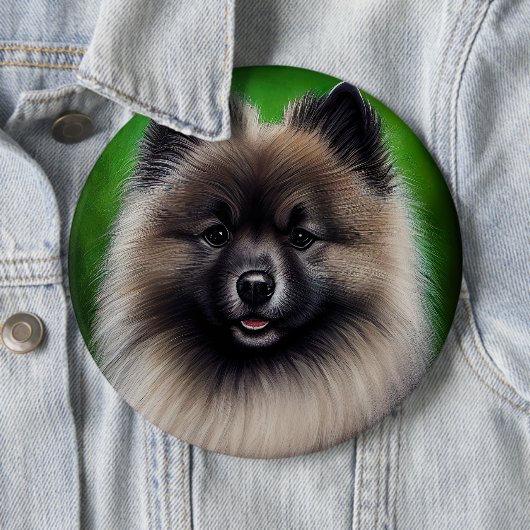 Keeshond Dog in St. Patrick's Day Dress 缶バッジ (インサイチュ)