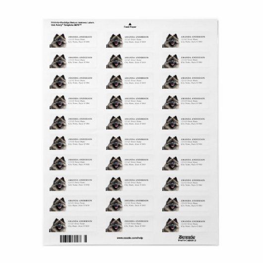 Keeshond Dog Return Address Labels ラベル (フルシート)